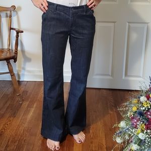 Wide-leg Dark Blue Jeans